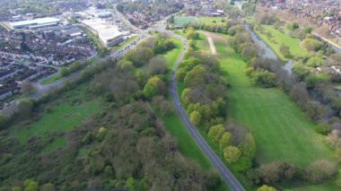 Central Bedford City, İngiltere - 23 Nisan 2023: Bedford City 'nin havadan görünüşü 