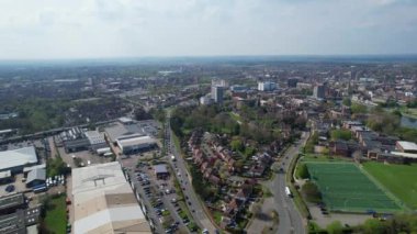 Central Bedford City, İngiltere - 23 Nisan 2023: Bedford City 'nin havadan görünüşü 