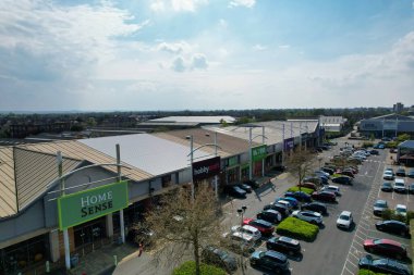 Central Bedford City, İngiltere - 23 Nisan 2023: Bedford City 'nin havadan görünüşü 