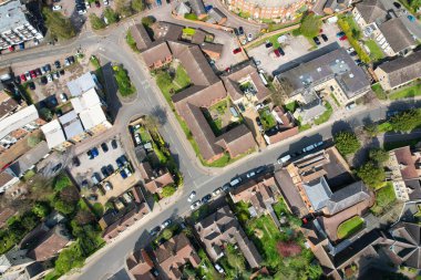 Central Bedford City, İngiltere - 23 Nisan 2023: Bedford City 'nin havadan görünüşü 