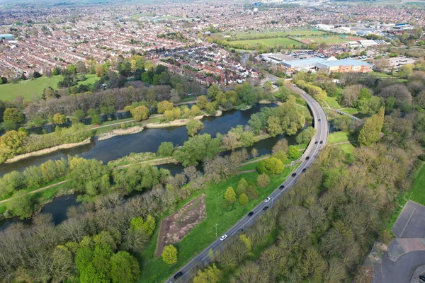 stock image Central Bedford City, England, Great Britain - April 23, 2023: Aerial view of Central Bedford City 