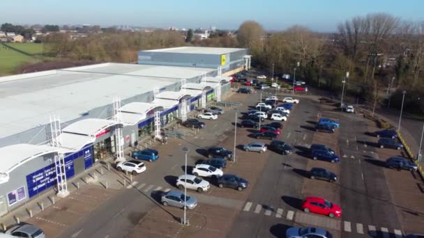 Aerial Footage Business Retail Park Kempston Village Bedford City 베드포드 — 비디오