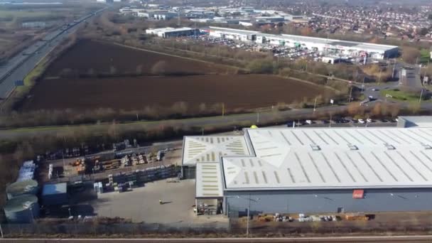Aerial Footage Business Retail Park Kempston Village Bedford City England — Vídeo de stock