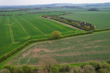 Bedford, İngiltere, İngiltere - 22 Nisan 2023: Kırsal ve göl manzarası