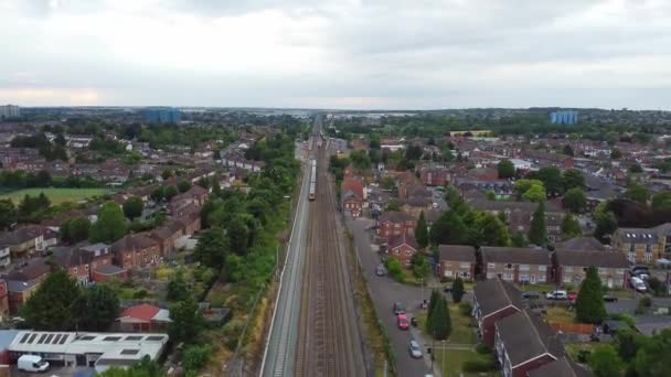 Лутон Англія Вересня 2022 High Angle Footage British Train Tracks — стокове відео