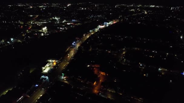 Engeland December 2022 New Year Night View City Luchtvideo — Stockvideo
