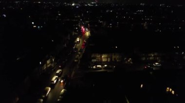 İngiltere, İngiltere - 31 Aralık 2022: New Year 's Night View of City, hava klibi 
