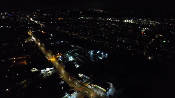 England Грудня 2022 New Year Night View City Air Video — стокове відео