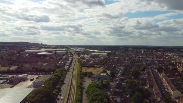 Aerial View North Luton City Residential Houses Great Britain — Stock Video
