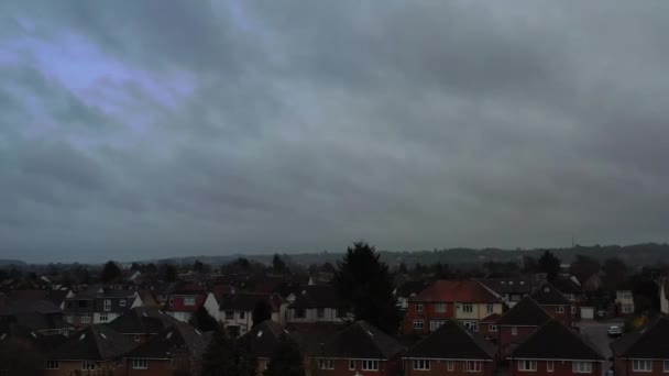 Aerial Footage British Residential Homes Cloudy Day — Stock Video