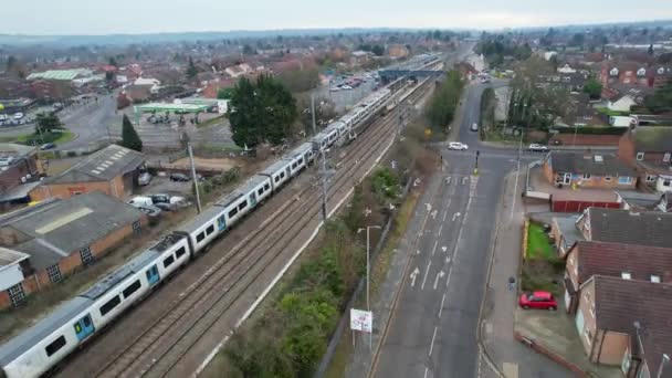 Luton England United Kingdom February 2023 Train Tracks Approaching Station — Stock Video