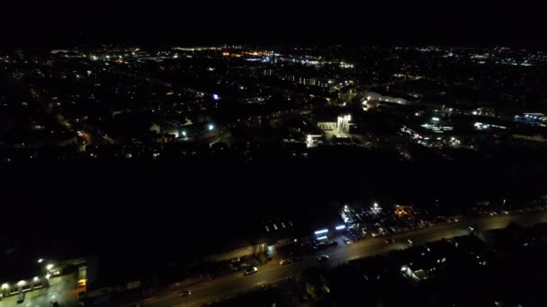 Luton England Storbritannien Oktober 2022 Vacker Flygutsikt Över Staden Natten — Stockvideo