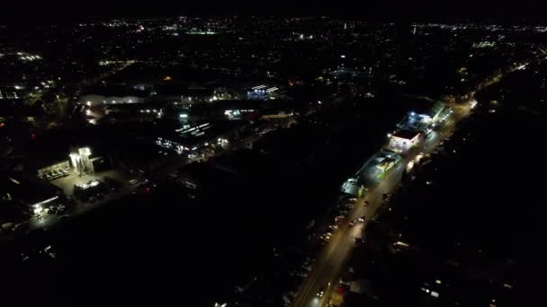 Luton England Storbritannien Oktober 2022 Vacker Flygutsikt Över Staden Natten — Stockvideo
