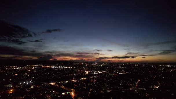 Luton Ngiltere Birleşik Krallık Ekim 2022 Güzel Şehir Gece Hava — Stok video