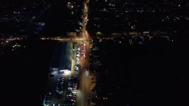 Αγγλία Ηνωμένο Βασίλειο Ιανουαρίου 2023 Όμορφη Αεροφωτογραφία Της Πόλης Νύχτα — Αρχείο Βίντεο