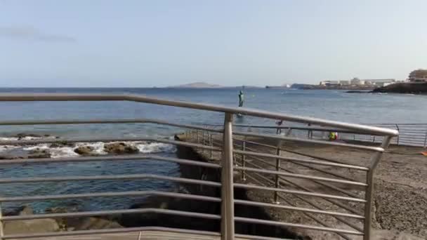 2018 High Angle Footage Mirador Del Atlntico Spanish Ocean Beach — 비디오