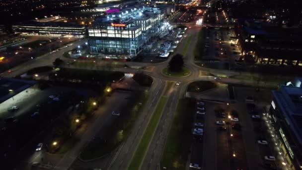 Inglaterra Reino Unido Enero 2023 Carreteras Iluminadas Tráfico Central Milton — Vídeos de Stock