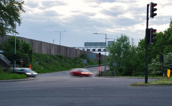 England Storbritannien Maj 2023 Lång Exponering Foto Motorvägar Natttrafik — Stockfoto