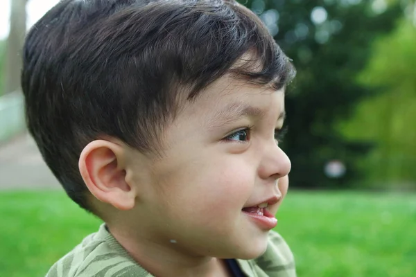 イギリスのルトン 2023年5月7日 公園でかわいい男の子の肖像画 ストック写真