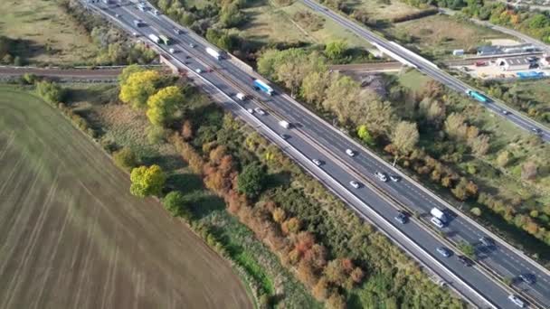 Англия Великобритания Сентября 2022 Года Воздушный Обзор Британских Автомагистралей Движением — стоковое видео
