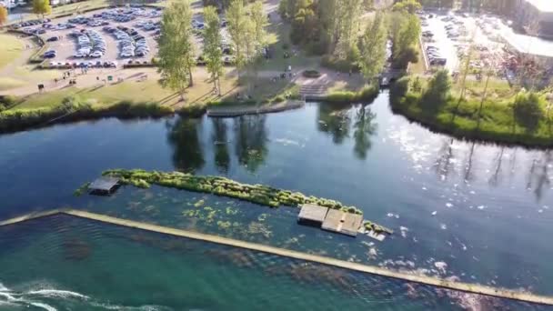 Willen Gölü Sporları Ngiltere Halk Parkının Yüksek Açılı Görüntüleri — Stok video