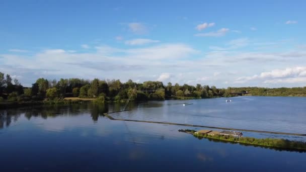 Vackra Bilder Willen Lake Vattenfåglar Vid Milton Keynes City England — Stockvideo