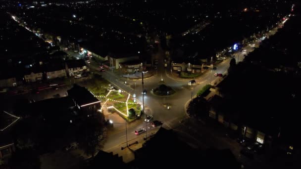 Англия Великобритания Октября 2022 Красивый Воздушный Вид Город Ночью — стоковое видео