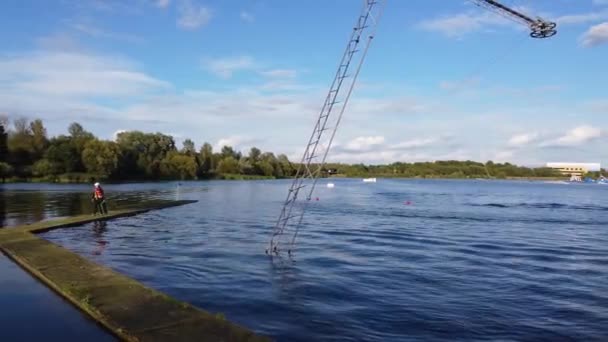 High Angle Footage Willen Lake Water Sports Public Park England — стокове відео