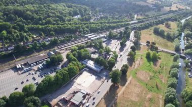 İngiltere 'nin Hemel Hempstead şehrinin Tren İstasyonu' nun Hava Görüntüsü.