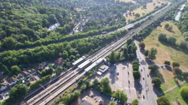 İngiltere 'nin Hemel Hempstead şehrinin Tren İstasyonu' nun Hava Görüntüsü.