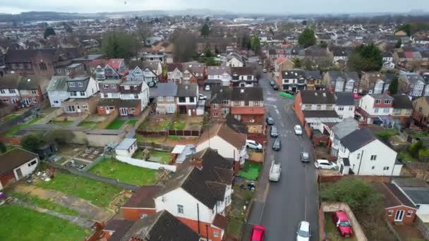 Luchtfoto Van Residentiële Huizen Straten Van Luton England Footage Werd — Stockvideo