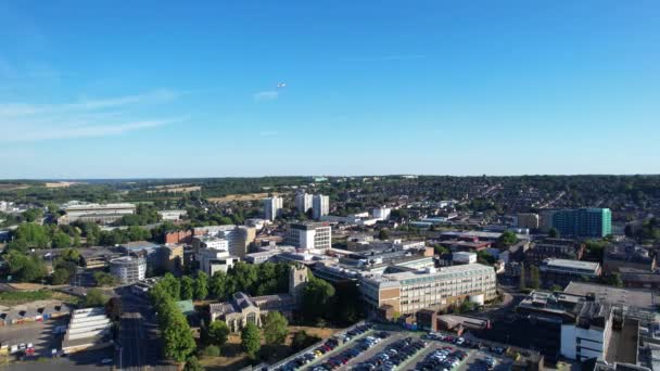 Bela Vista Aérea Luton City England Filmagem Drone — Vídeo de Stock