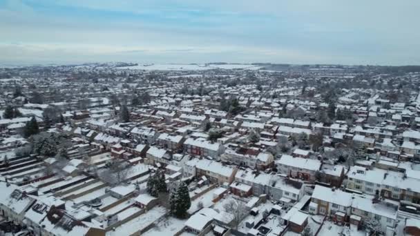 High Angle Image Luton Town England Covered First Snow Winter — Stock video