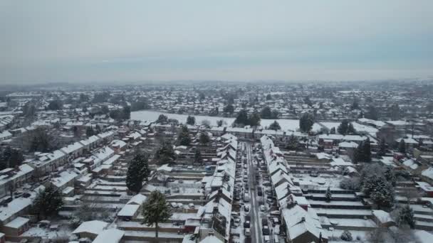 High Angle Image Luton Town England Covered First Snow Winter — стокове відео
