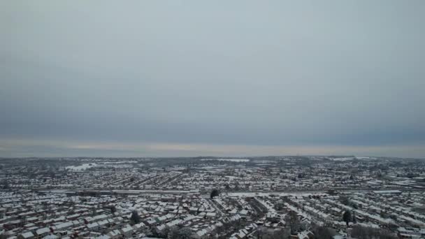 High Angle Image Luton Town England Covered First Snow Winter — Wideo stockowe