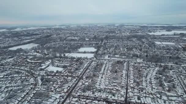 High Angle Image Luton Town England Covered First Snow Winter — Vídeo de stock