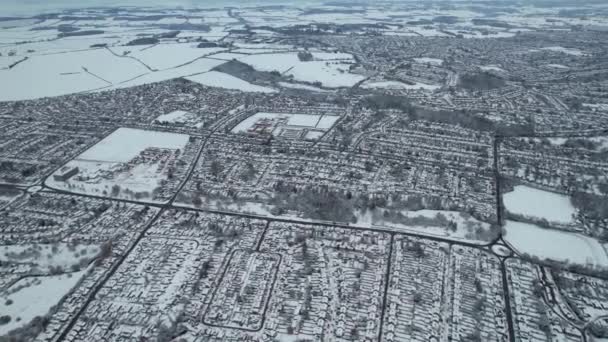High Angle Image Luton Town England Covered First Snow Winter — Stockvideo