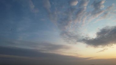 Beautiful Sky with Colourful Clouds, Drone's High Angle Footage over City of England UK