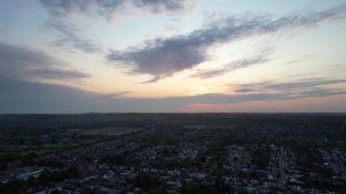 Beautiful Sky with Colourful Clouds, Drone's High Angle Footage over City of England UK