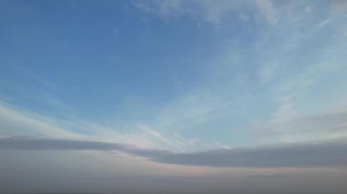 Beautiful Sky with Colourful Clouds, Drone's High Angle Footage over City of England UK