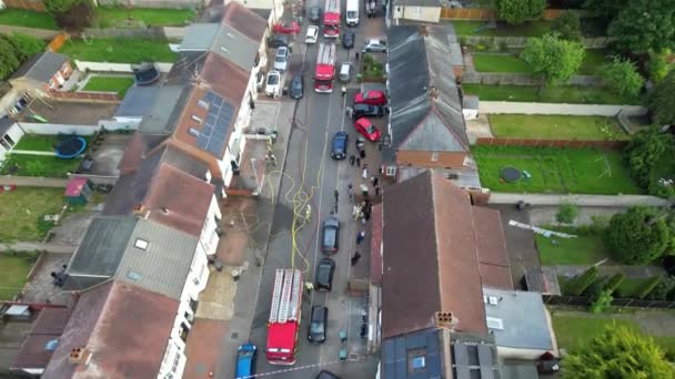 Luton Anglia Maja 2023 Nagranie Kamer Drona Wysokiego Kąta Strażaków — Wideo stockowe