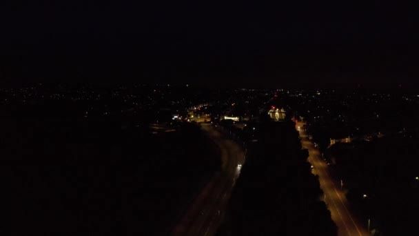 Luton City Nin Gece Boyunca Hava Görüntüsü Ngiliz Kasabasının Yüksek — Stok video