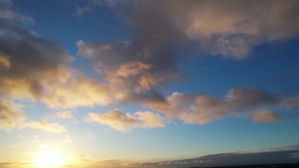Aerial Footage Most Beautiful Colourful Dramatic Clouds Sunset England — стокове відео
