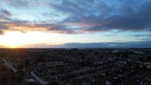 Filmati Aerei Più Belle Colorate Nuvole Drammatiche Durante Tramonto Inghilterra — Video Stock