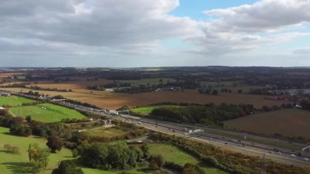 Aerial Footage British Motorways Junction London Luton Airport City Centre — Vídeos de Stock