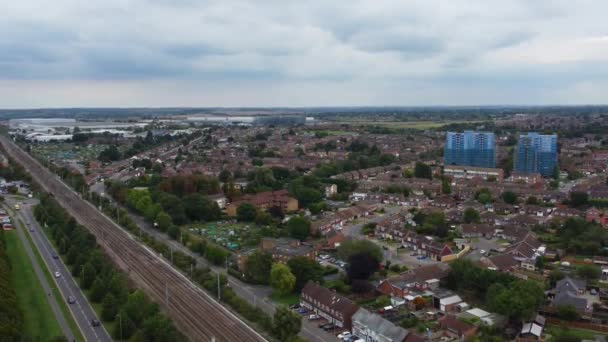 Англия Лутон Сентября 2022 Года Вид Воздуха Британский Центр Города — стоковое видео