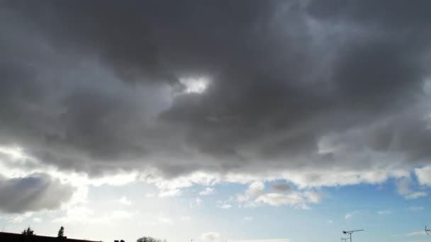 Fast Moving Clouds British City Time Lapse Footage — Stock Video