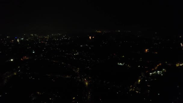Aerial View Illuminated British City Bonfire Night Fireworks Night Guy — Stock Video