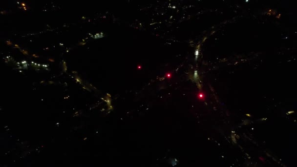 Vista Aérea Iluminada Ciudad Británica Noche Hogueras Fuegos Artificiales Guy — Vídeos de Stock