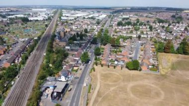 Yüksek Açı Drone 'un İngiltere' deki Luton Kasabası Görüntüsü